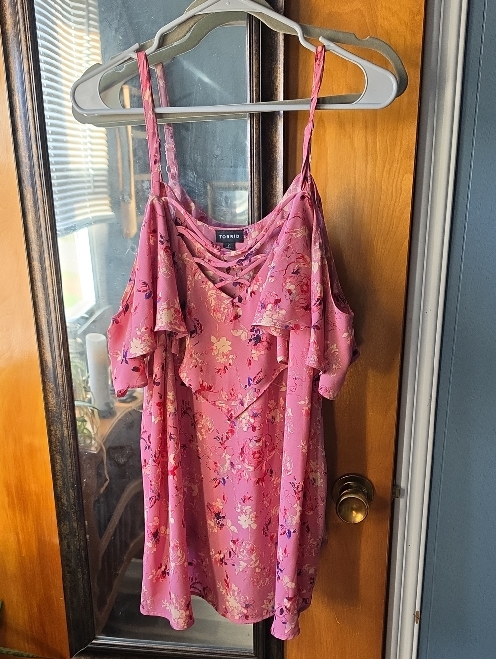 torrid Pink Floral Cold-Shoulder Crisscross Cami